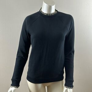 Women’s J CREW sweatshirt ruffle neck pullover size XS extra small animal print